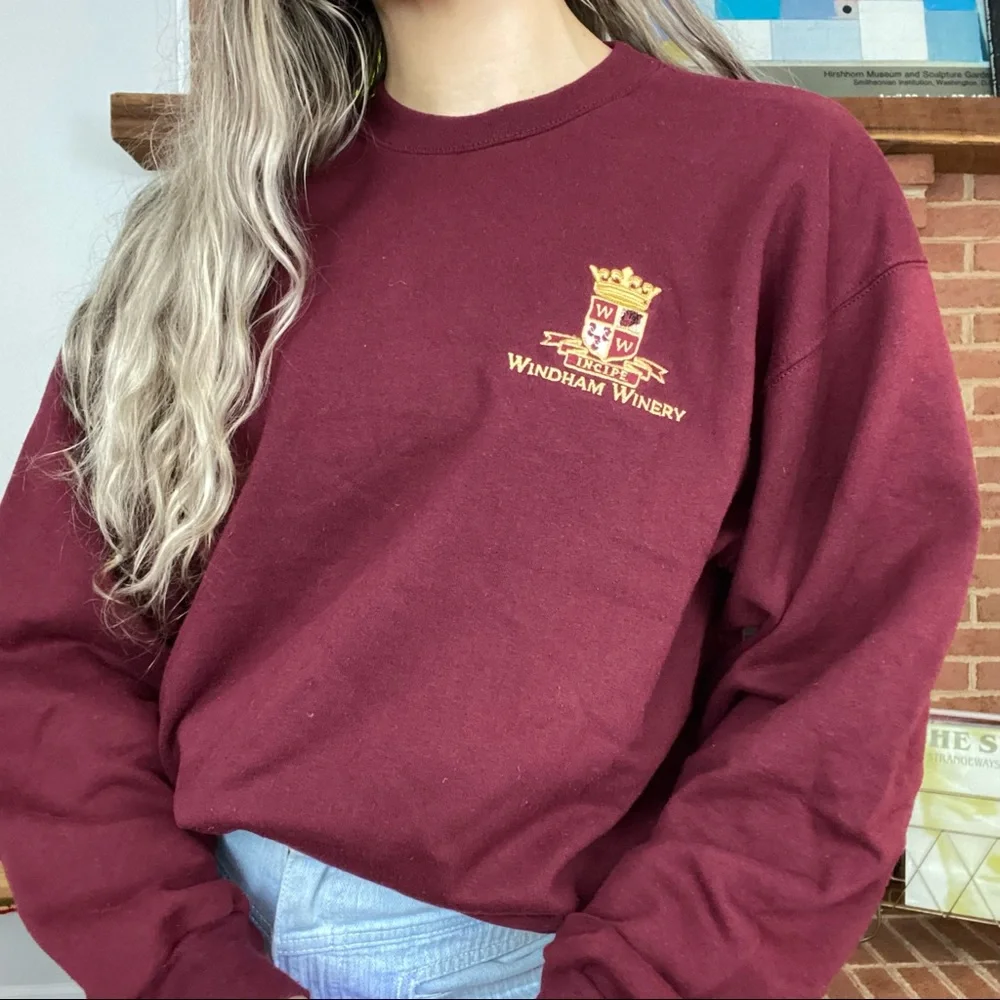 Vintage 90s Oversized Windham Winery Crest Embroidered Crewneck Prep Aca… - Picture 3 of 12